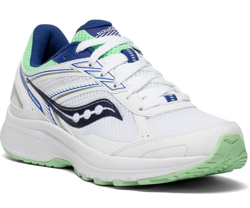 Women's Saucony Cohesion 14 Running Shoes White / Navy / Mint | Singapore 098ZUTG